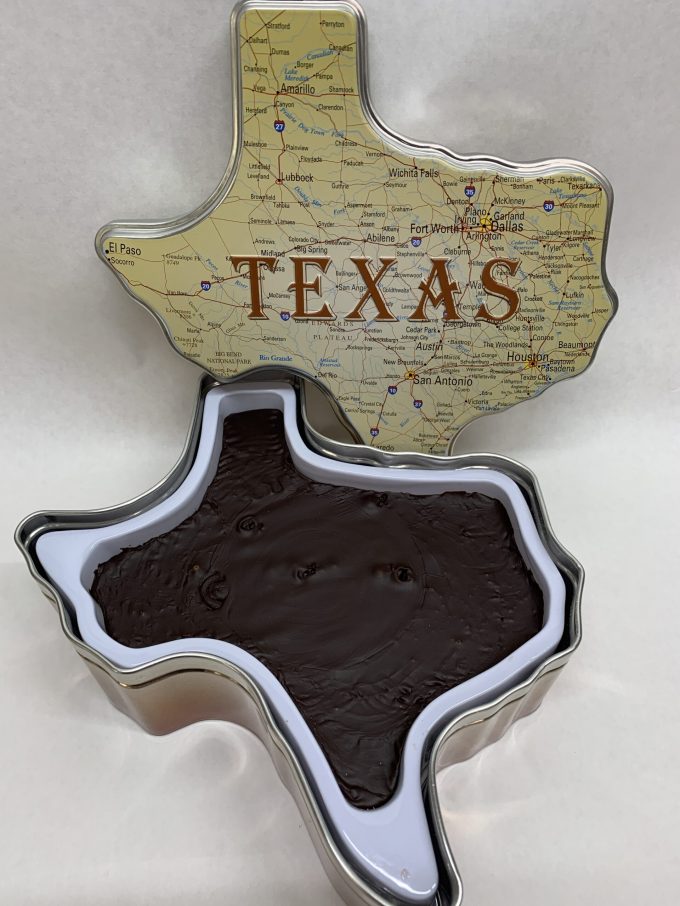 Holiday Farms Fudge in a Texas Roadmap Gift Tin