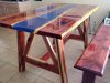Custom Live Edge River Dining Table with Bench 