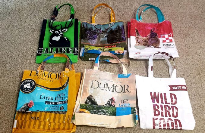 Upcycled Feed Bag Shopping Bags